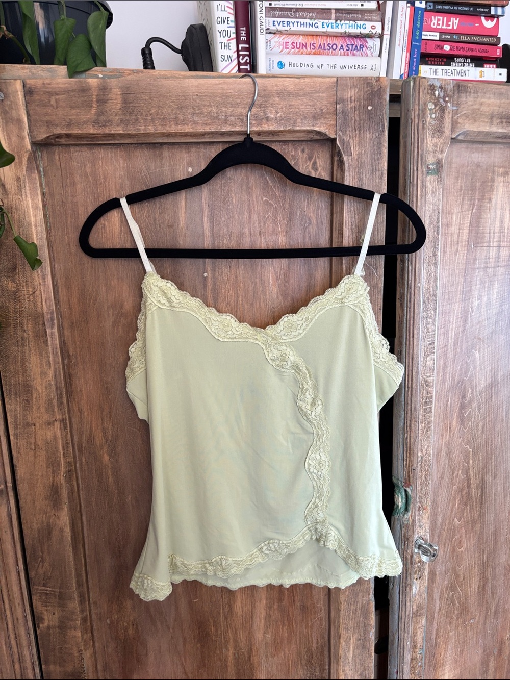 Lace-Trim Cami Top in Soft Sage